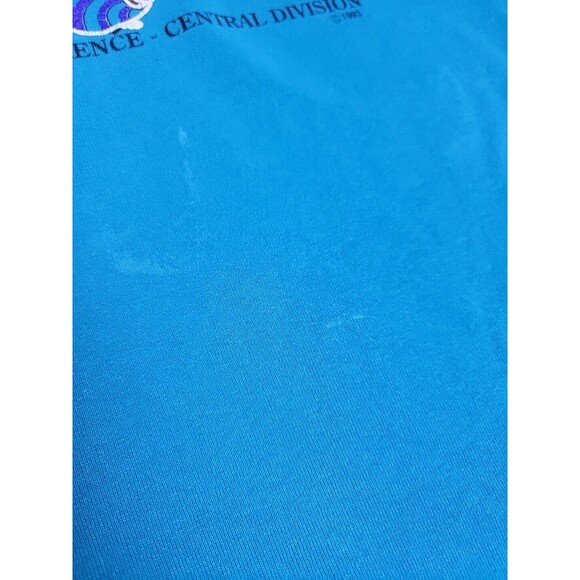 VTG NBA Charlotte Hornets Sweater Sweatshirt Mens L Blue Basketball Crewneck 90s - Picture 10 of 16